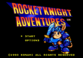 Title Screen for Rocket Knight Adventures